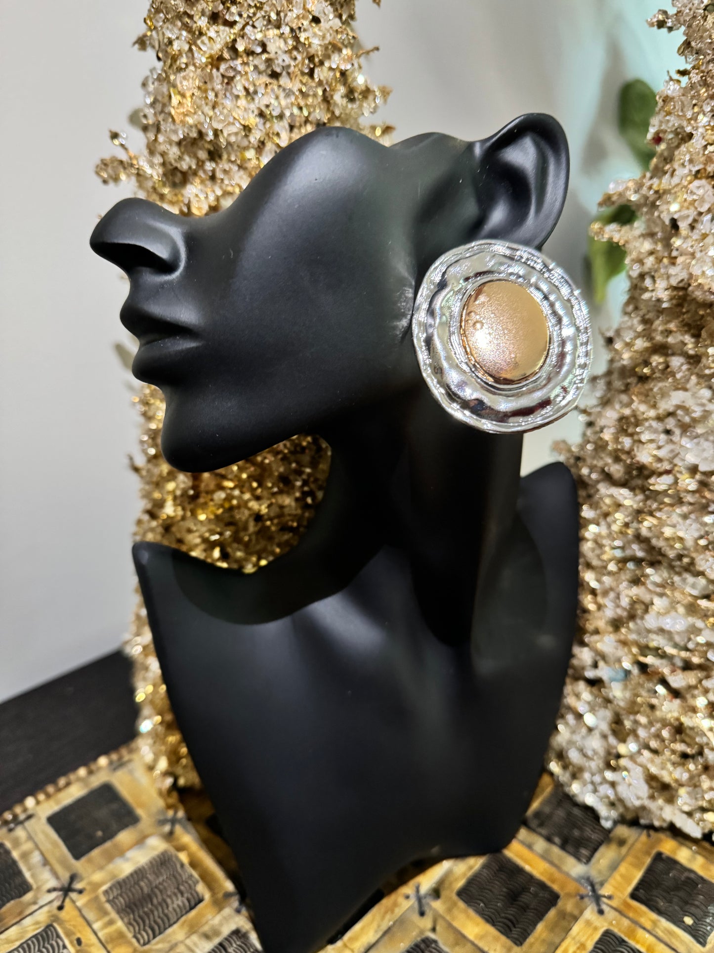 Golden Ripple Statement Earrings