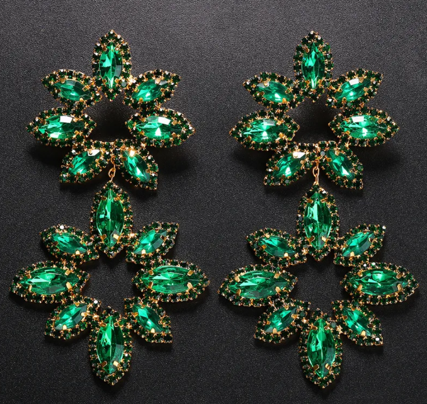 The Grandious Flower Rhinestone Dangles