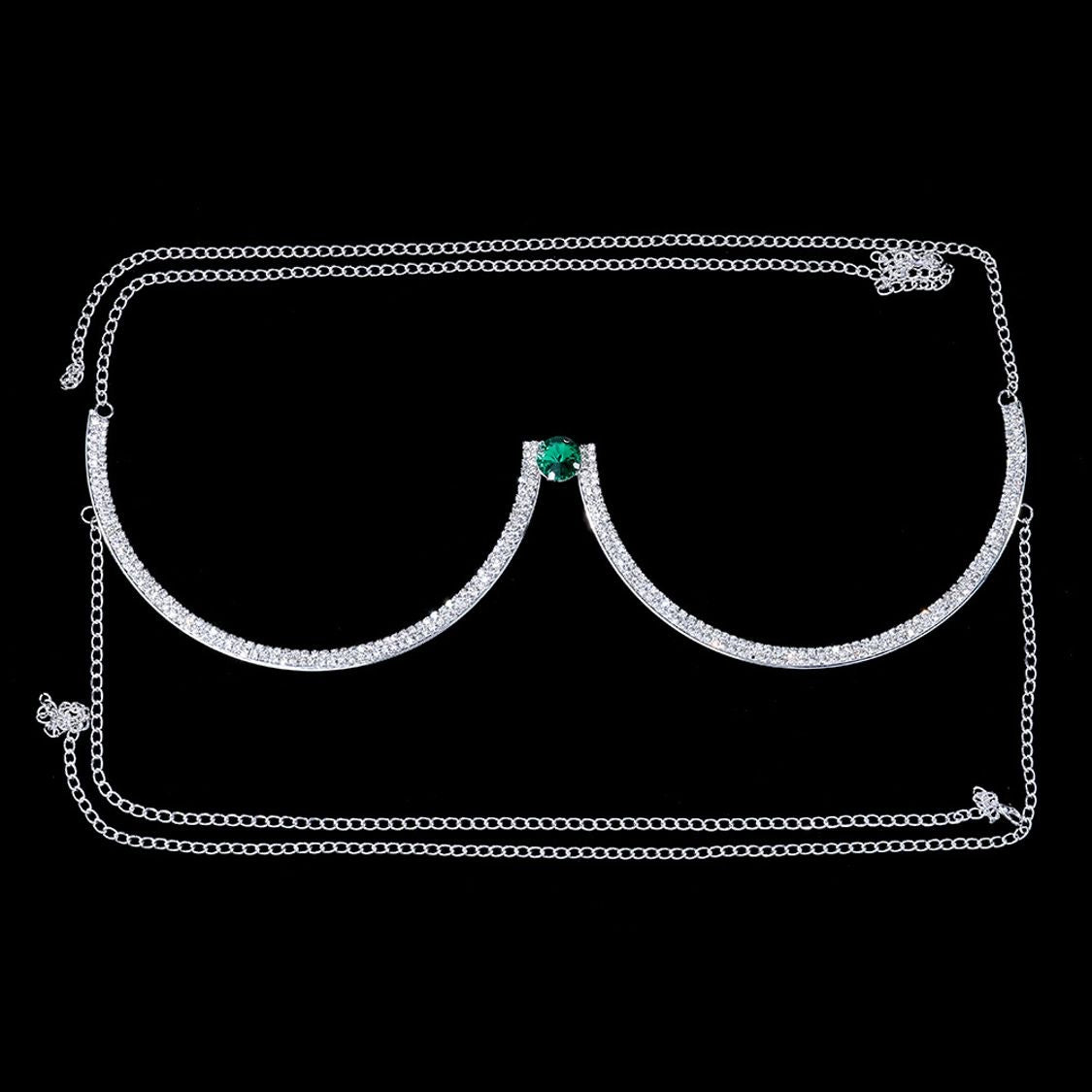 Silver Silhouette Rhinestone Body Chain