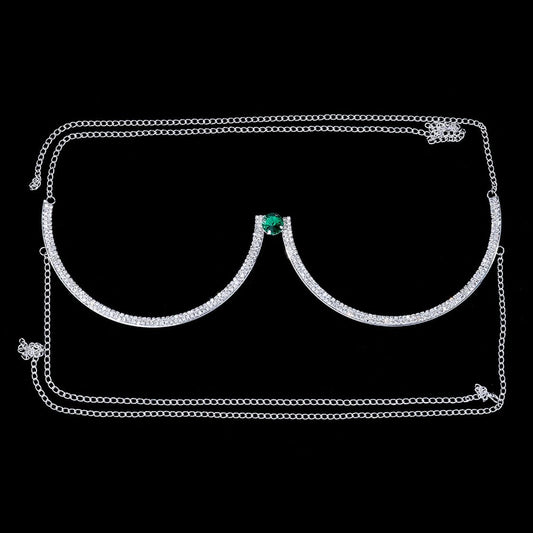 Silver Silhouette Rhinestone Body Chain