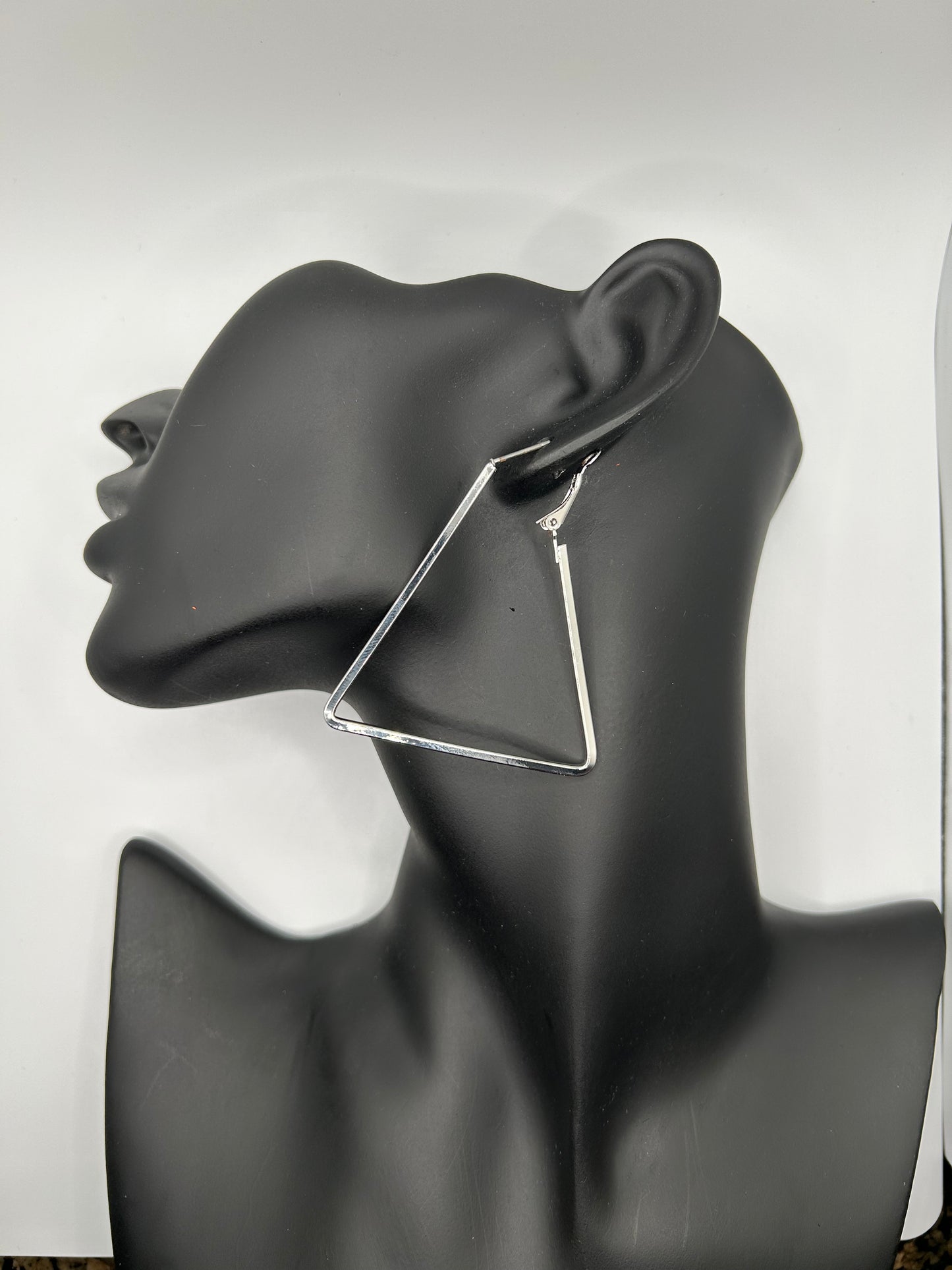 Silver Triangle Hoops