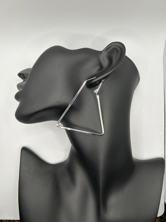 Silver Triangle Hoops