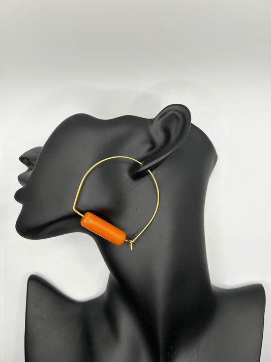 Orange Resin Brass Hoops.