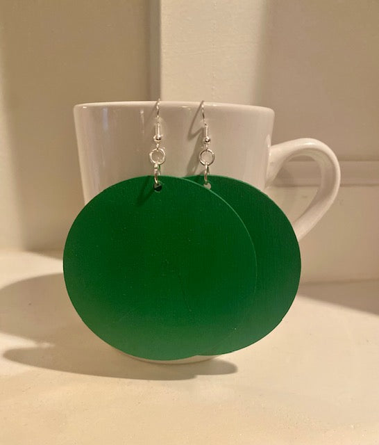 3" Wood Circle Dangles (Green/Yellow/Burnt Orange)