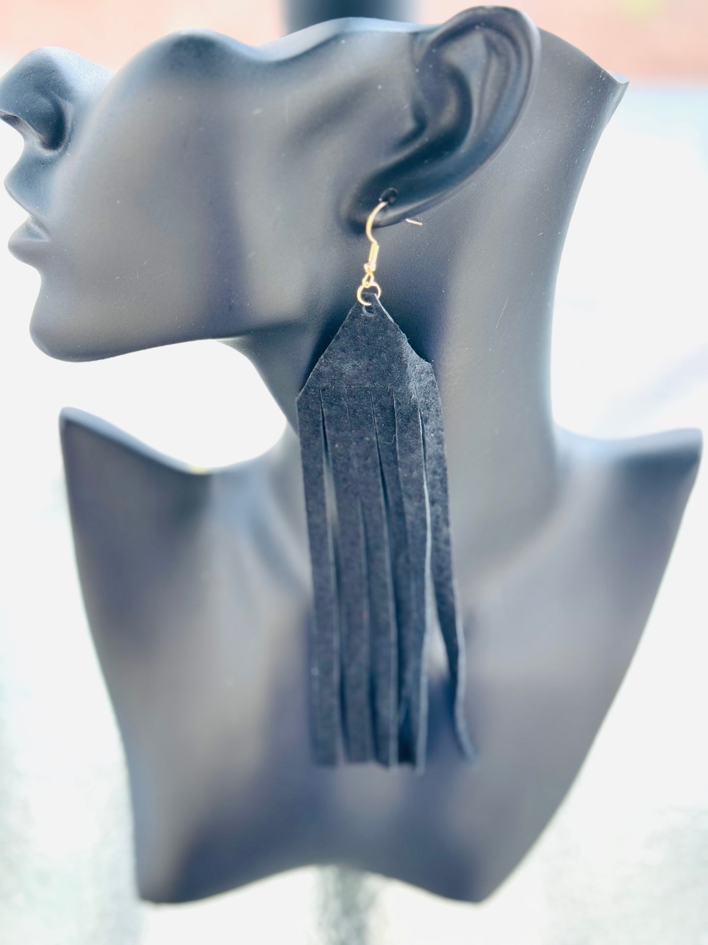 Short Suede Fringe Earrings