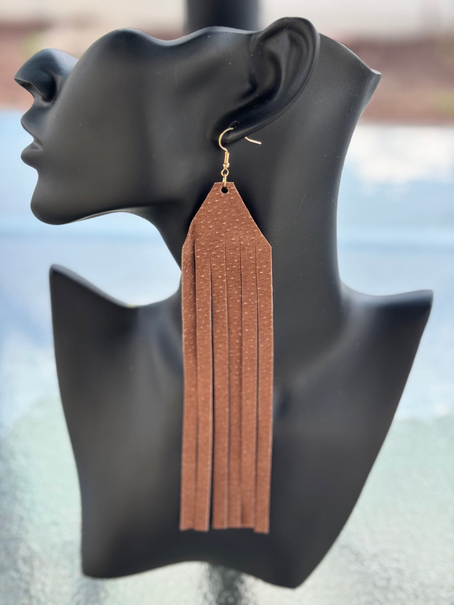 Short Suede Fringe Earrings