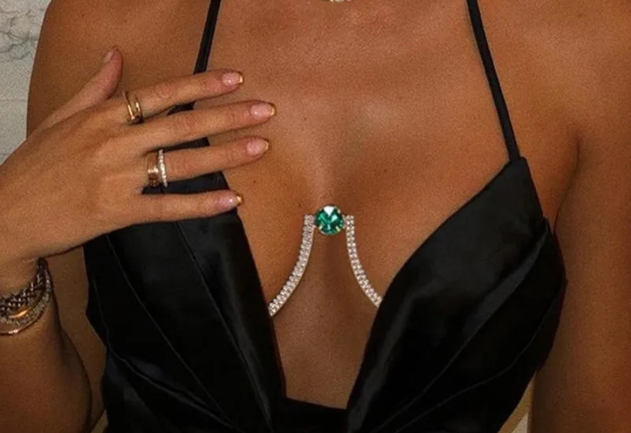 Silver Silhouette Rhinestone Body Chain
