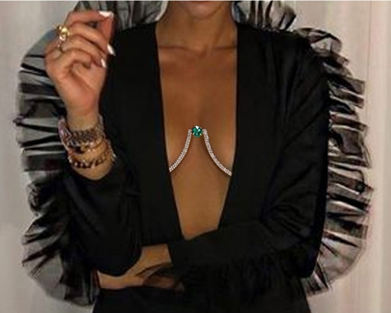 Silver Silhouette Rhinestone Body Chain