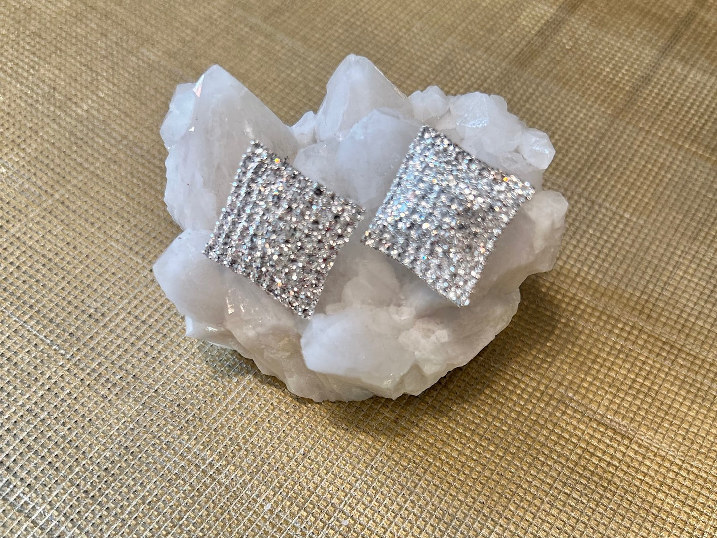 Square Rhinestone Stud Earrings