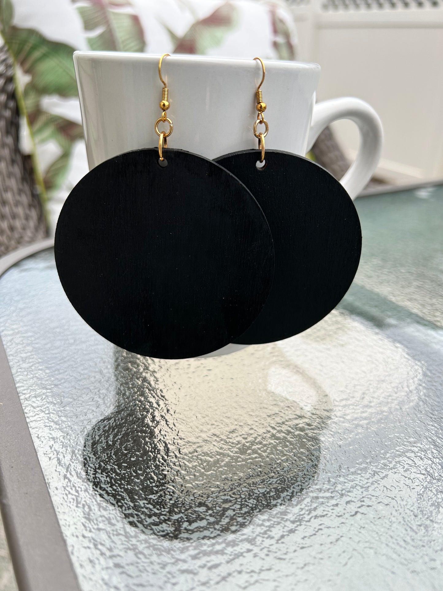 3" Wood Circle Dangles (Green/Yellow/Burnt Orange)