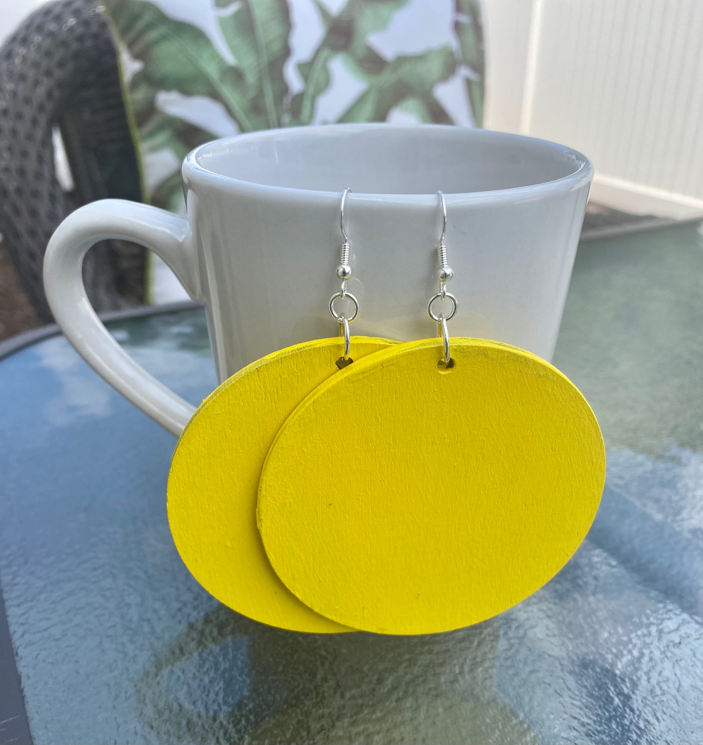 3" Wood Circle Dangles (Green/Yellow/Burnt Orange)