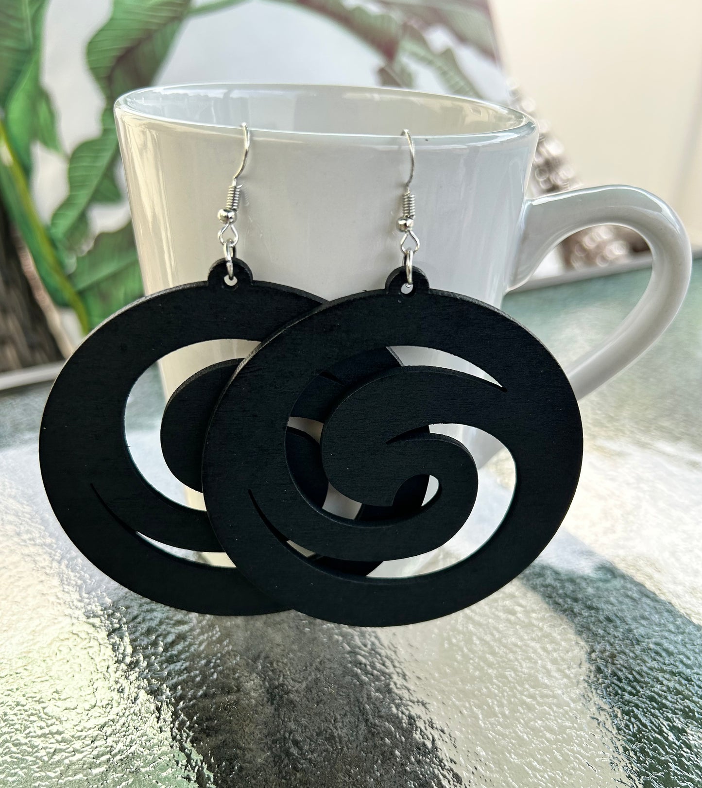 3” Wood Circle Wave Dangles
