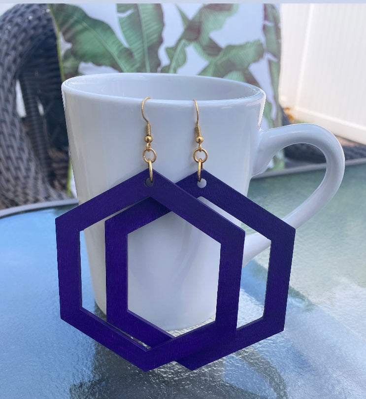 Purple Reign Wood Earrings