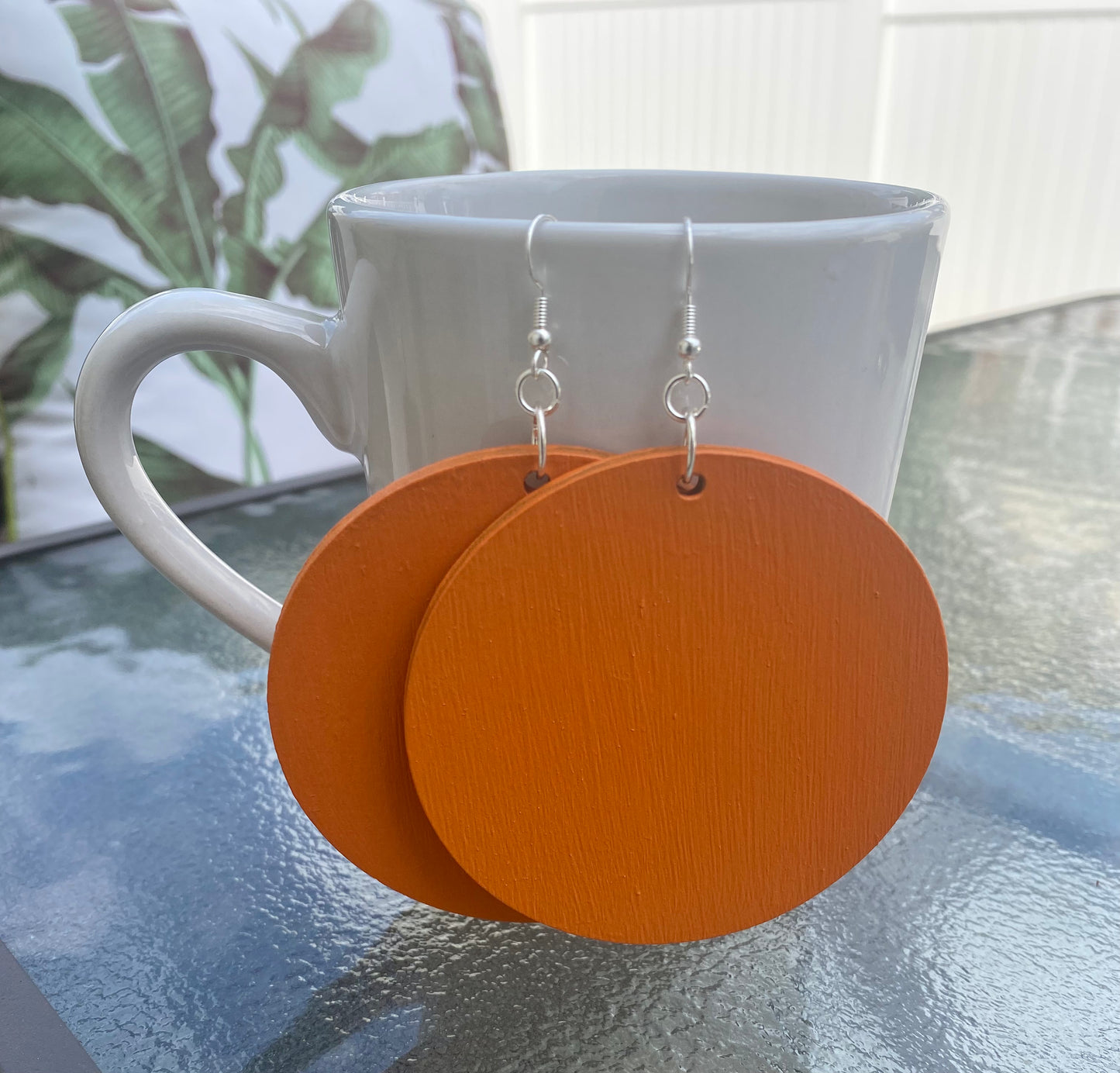 3" Wood Circle Dangles (Green/Yellow/Burnt Orange)