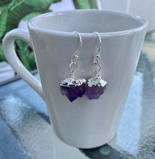Amethyst Charm Dangle Earrings.