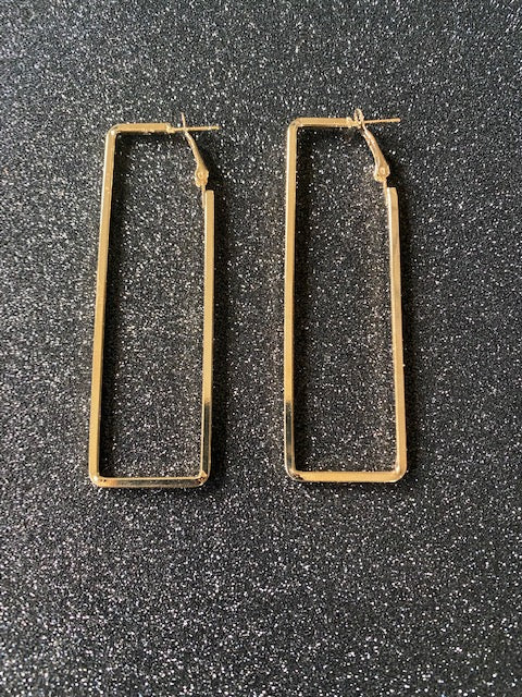 Long Rectangular Post Earrings (Silver and Gold)