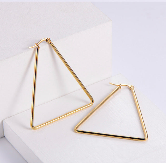 Gold Triangle Hoops