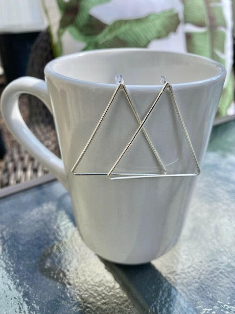Silver Triangle Post Earrings.