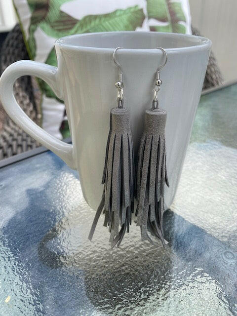 Grey Suede Tassels.