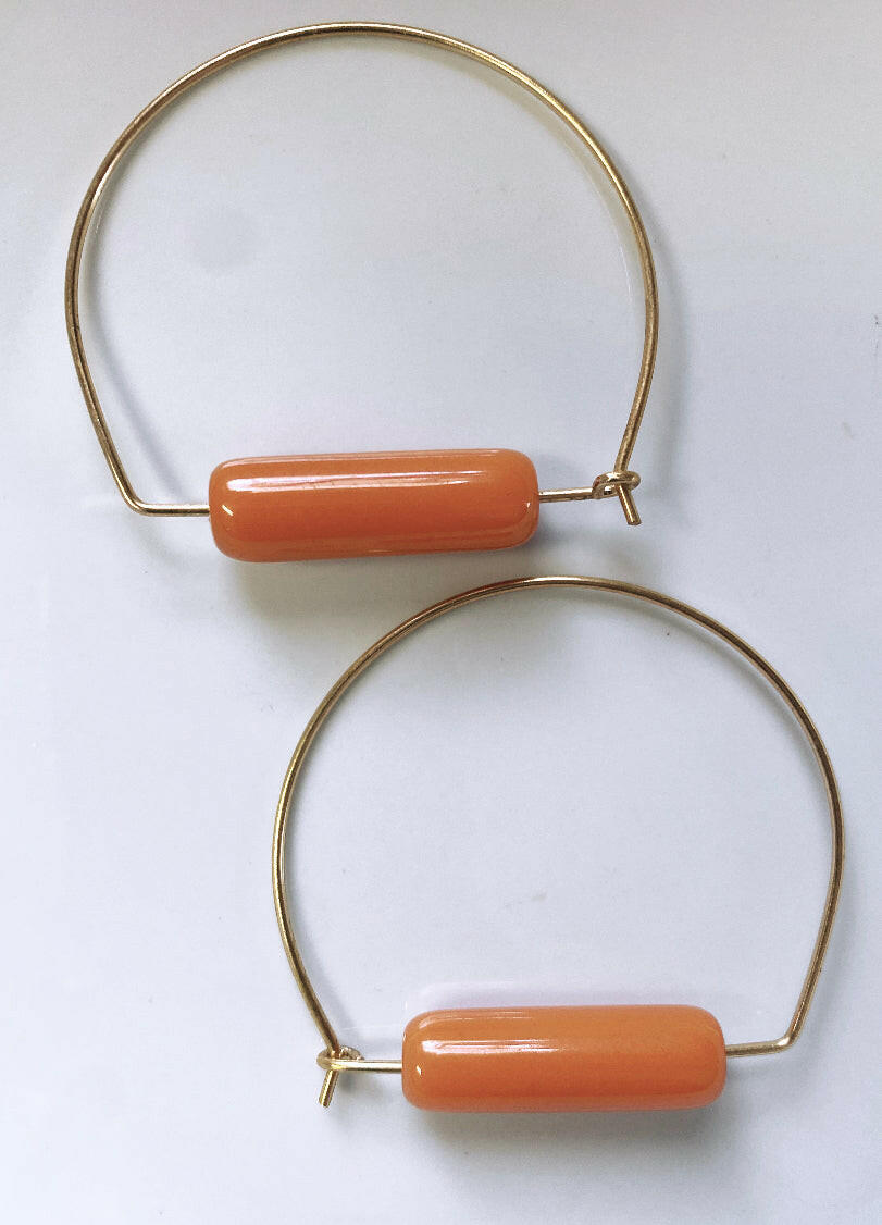 Orange Resin Brass Hoops.