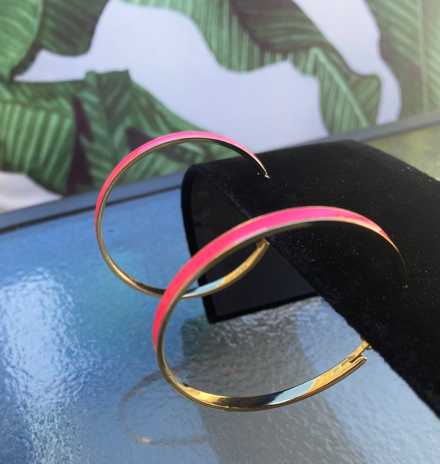 Gold Hoops with Color (Orange, Hot Pink, Light Pink)