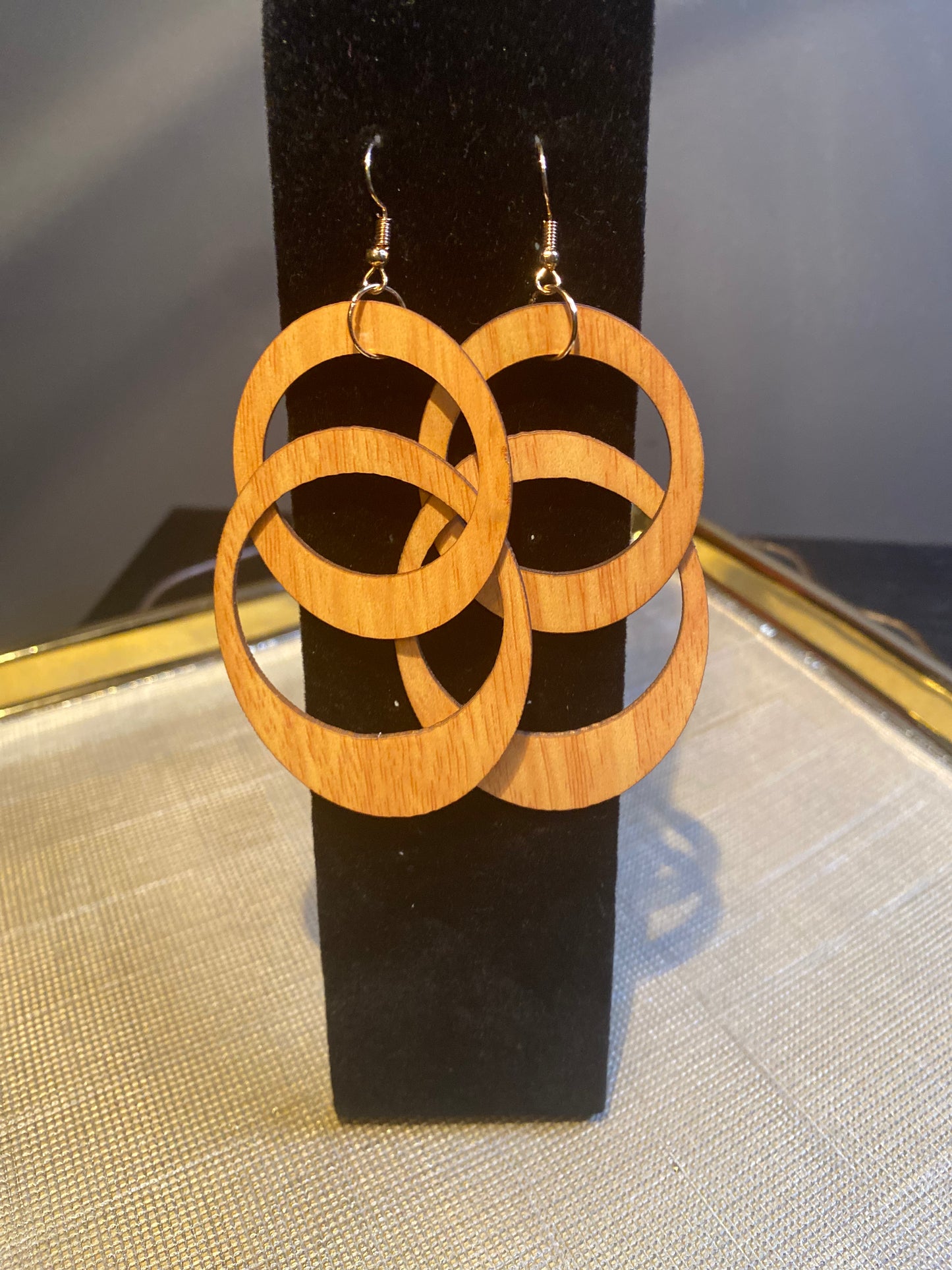 Natural Wood Double Circle Dangle