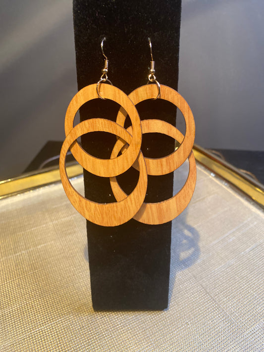 Natural Wood Double Circle Dangle