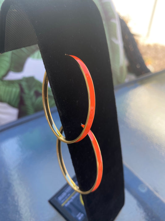 Gold Hoops with Color (Orange, Hot Pink, Light Pink)
