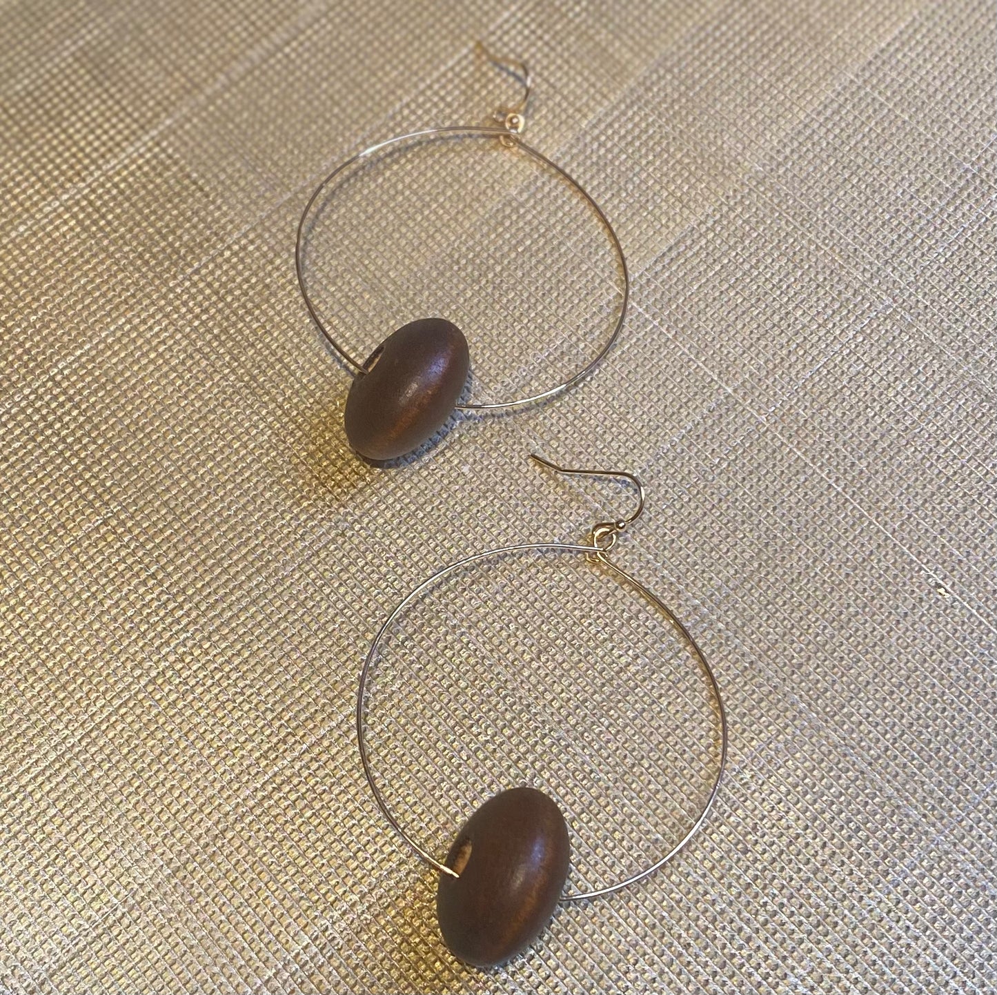 Hoop Dangles with Wooden Bead