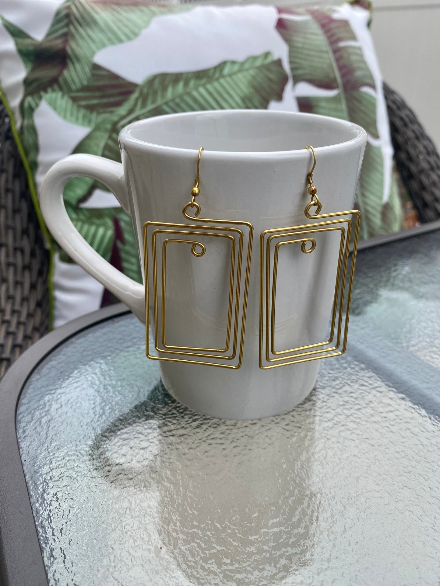 Tribal Square Brass Wire Dangles