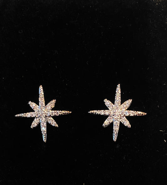 Zircon 925 Sterling Starburst Earrings