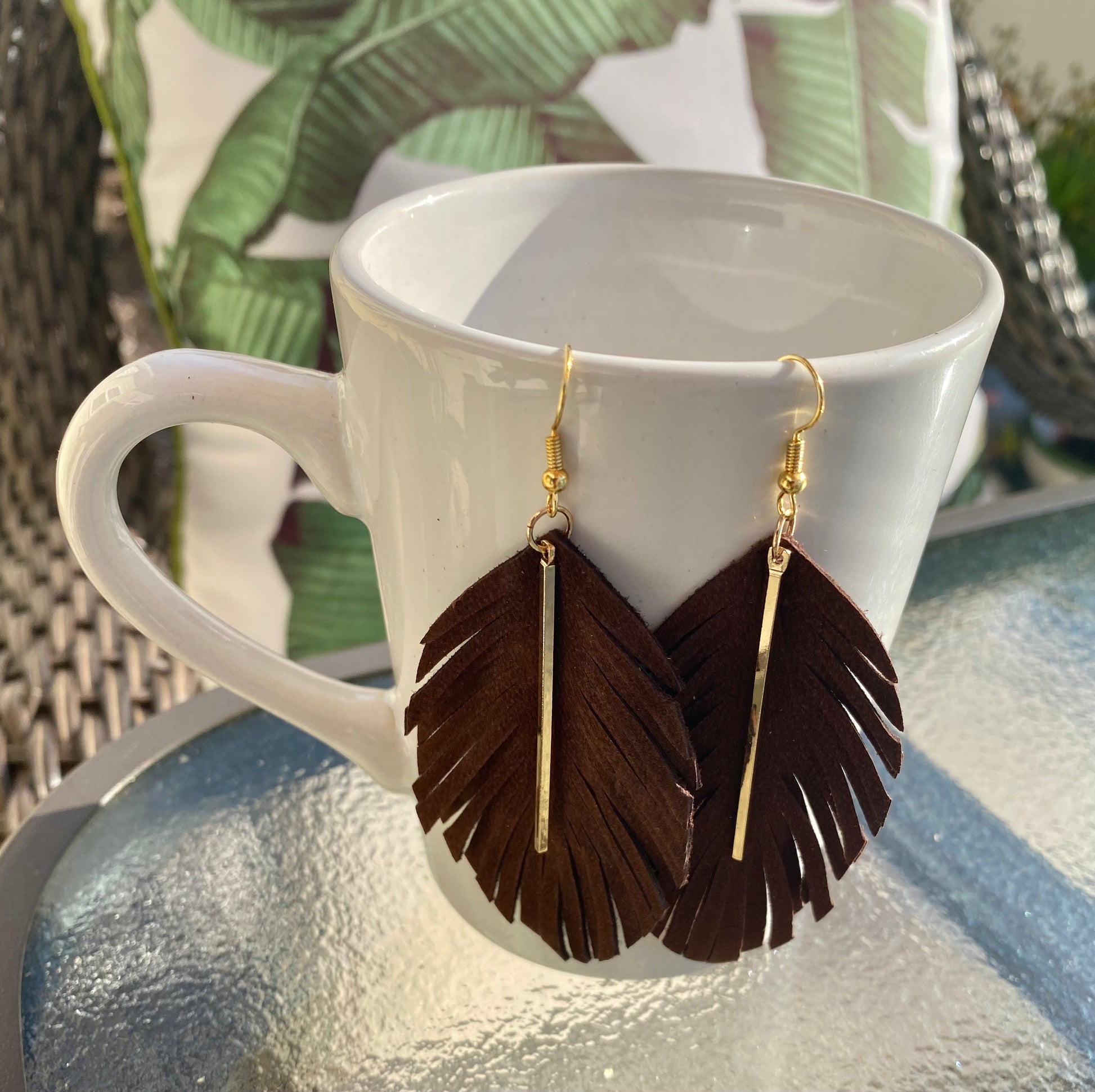 Chocolate Brown Suede Leather Fringes.