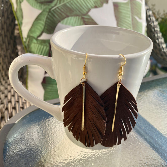 Chocolate Brown Suede Leather Fringes.