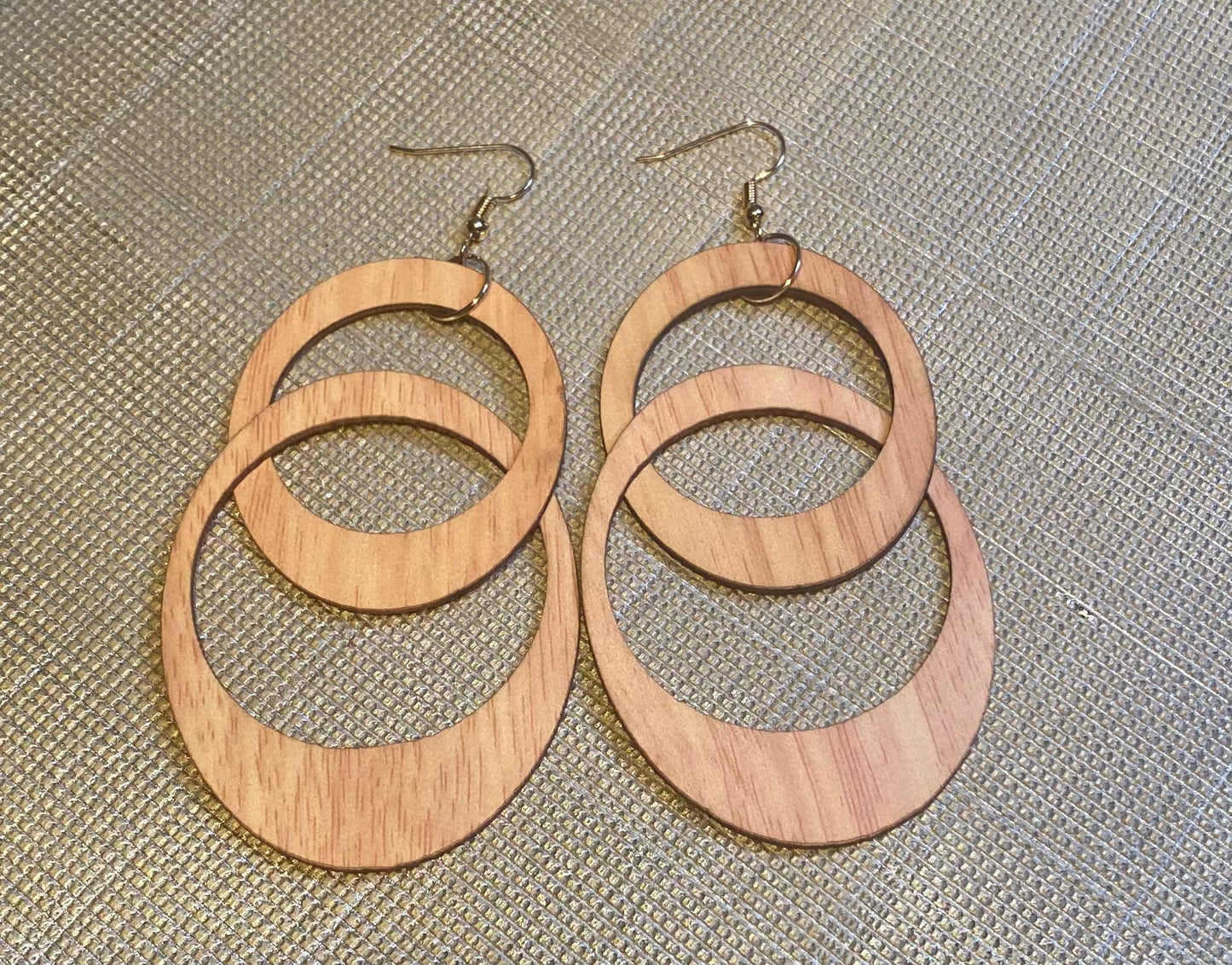 Natural Wood Double Circle Dangle