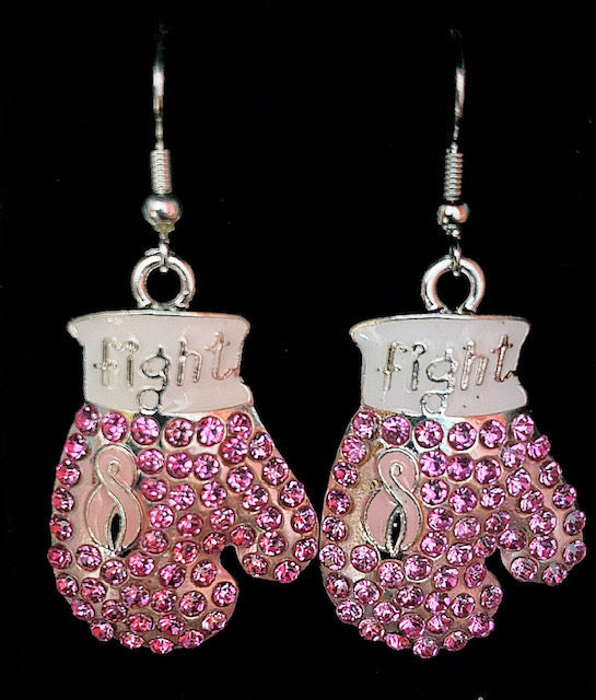 Fight Boxing Glove Earrings with Ribbon.