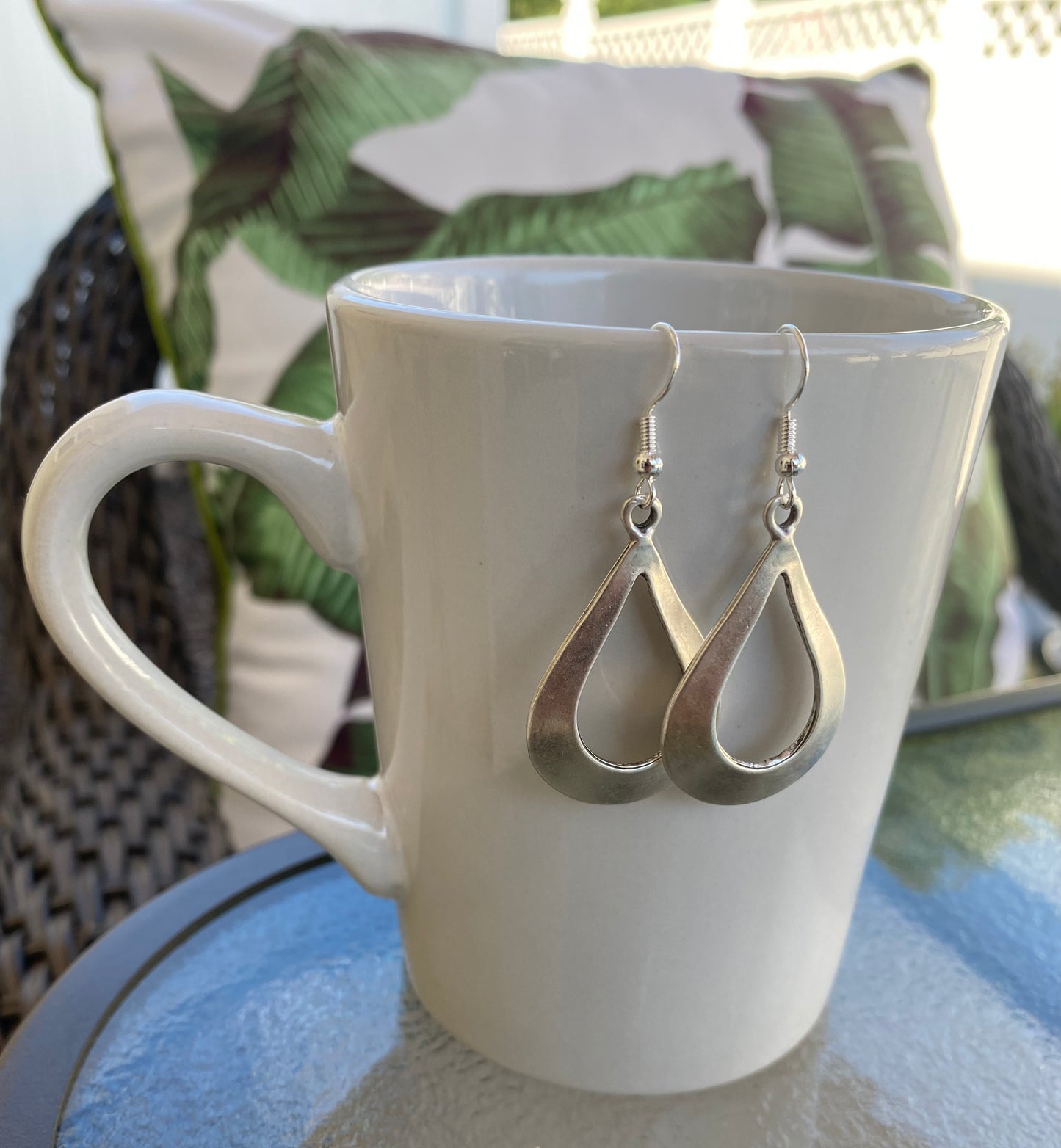 Open Antique Teardrop Silver Dangles