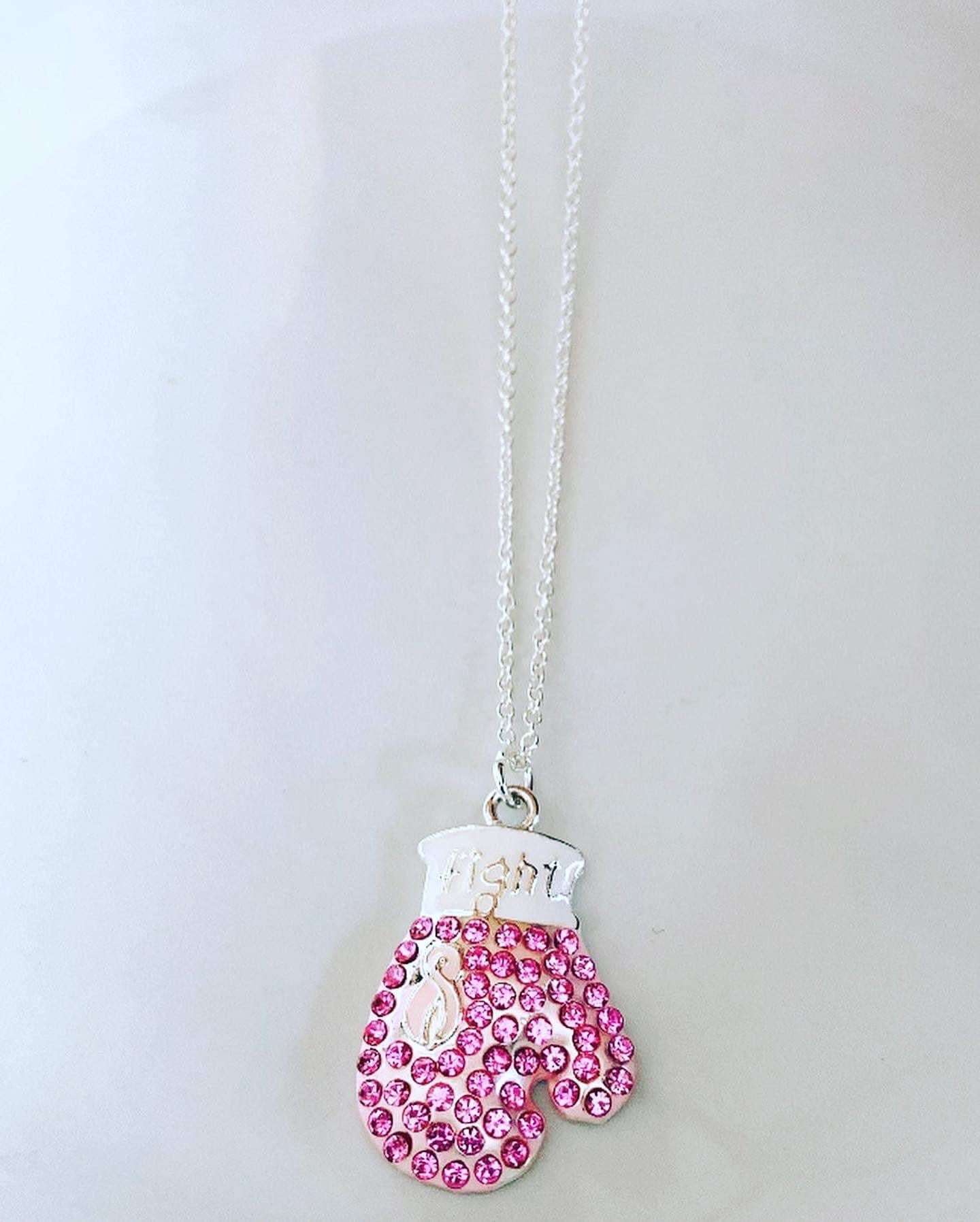 Fight Boxing Glove Necklace with Ribbon.