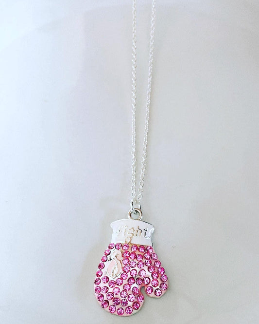 Fight Boxing Glove Necklace with Ribbon.