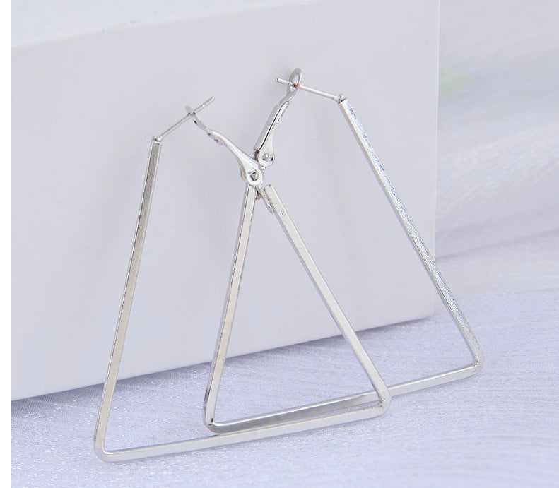 Silver Triangle Hoops