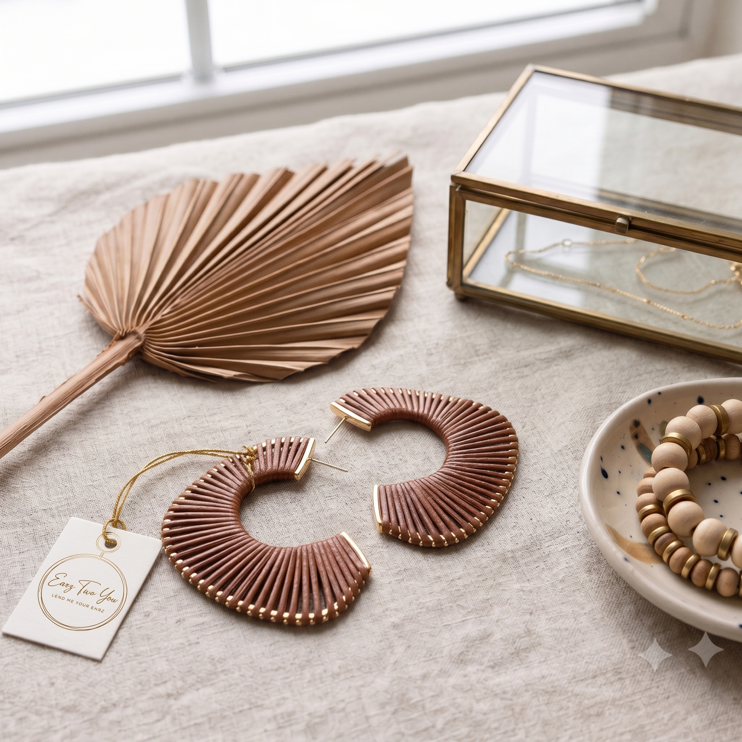 Caramel Breeze Leather Hoops