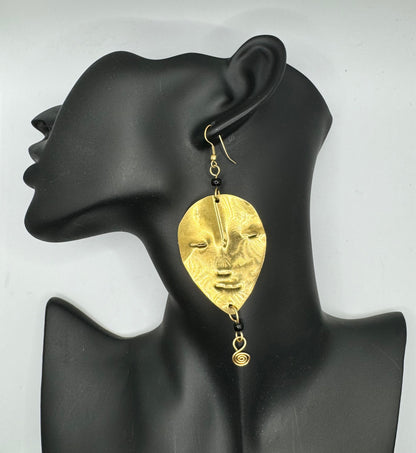 The Brass Mask Swirl Earrings