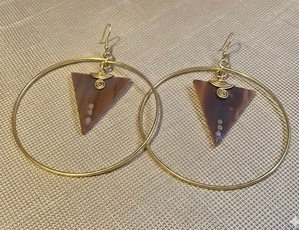 Tribal Brass Circles w/African Bone (Brown and Black)