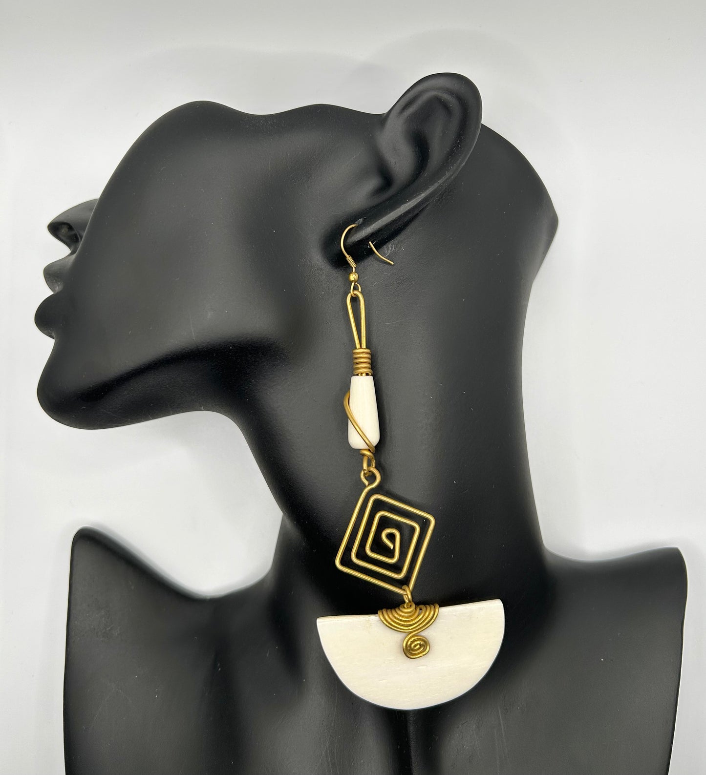 Tribal White African Bone Dangles