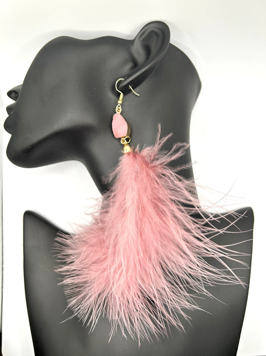 Blush Pink Feather Dangles