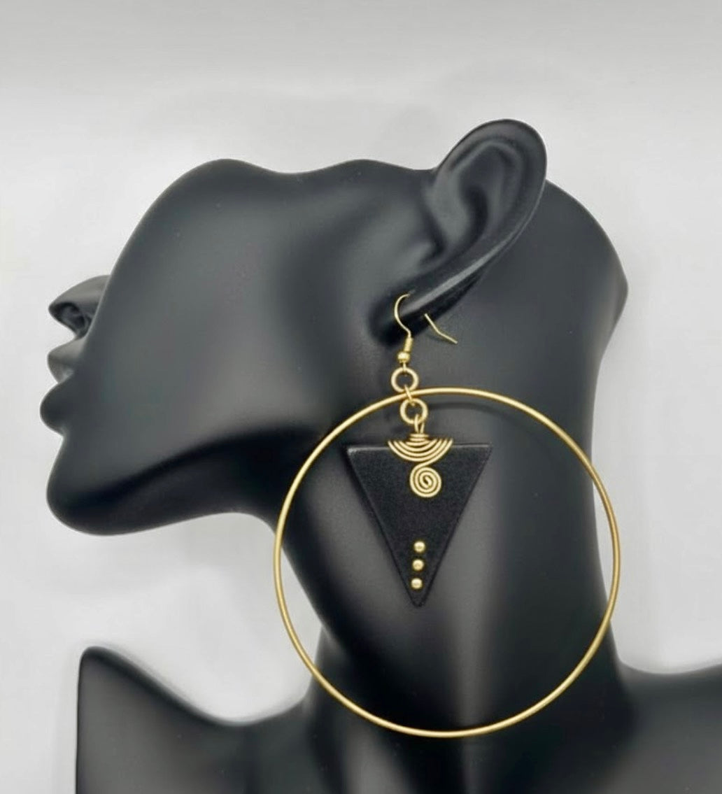 Tribal Brass Circles w/African Bone (Brown and Black)