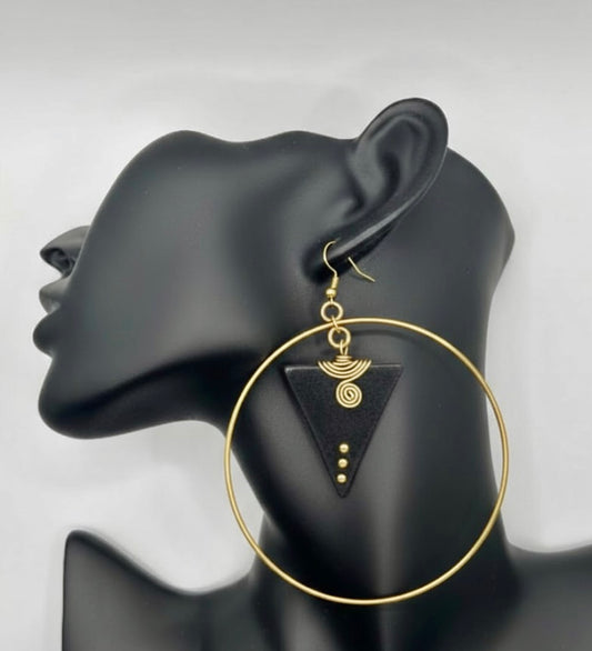 Tribal Brass Circles w/African Bone (Brown and Black)