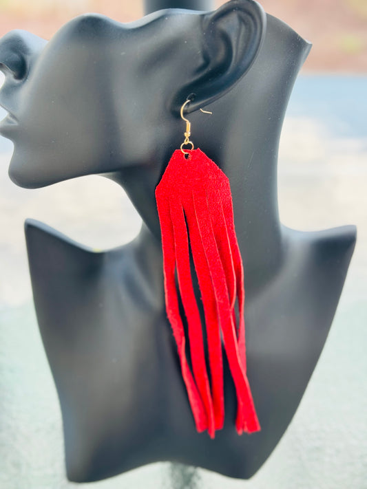 Short Suede Fringe Earrings