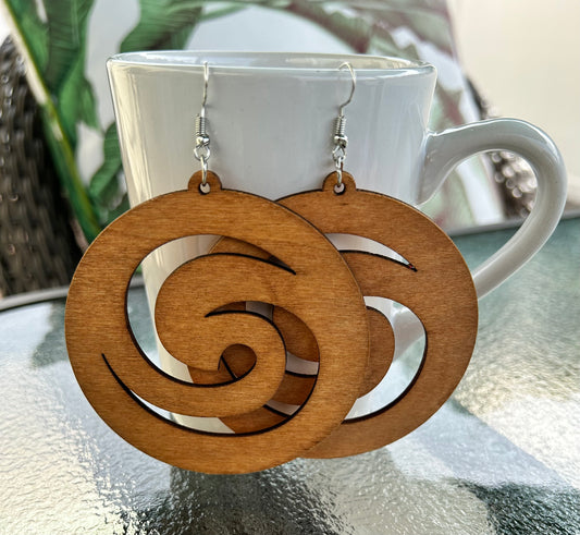 3” Wood Circle Wave Dangles