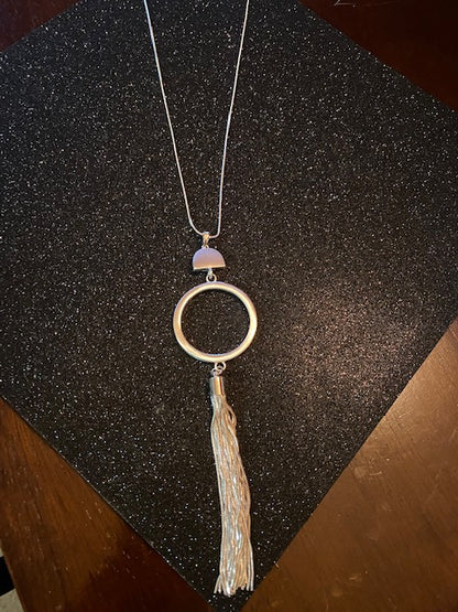 Long Circle Necklace with Tassel (Gold/Silver)