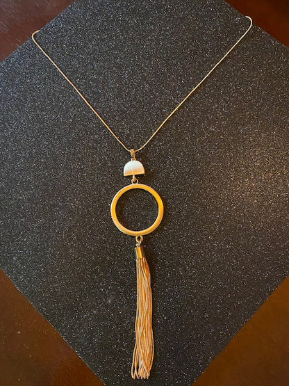 Long Circle Necklace with Tassel (Gold/Silver)